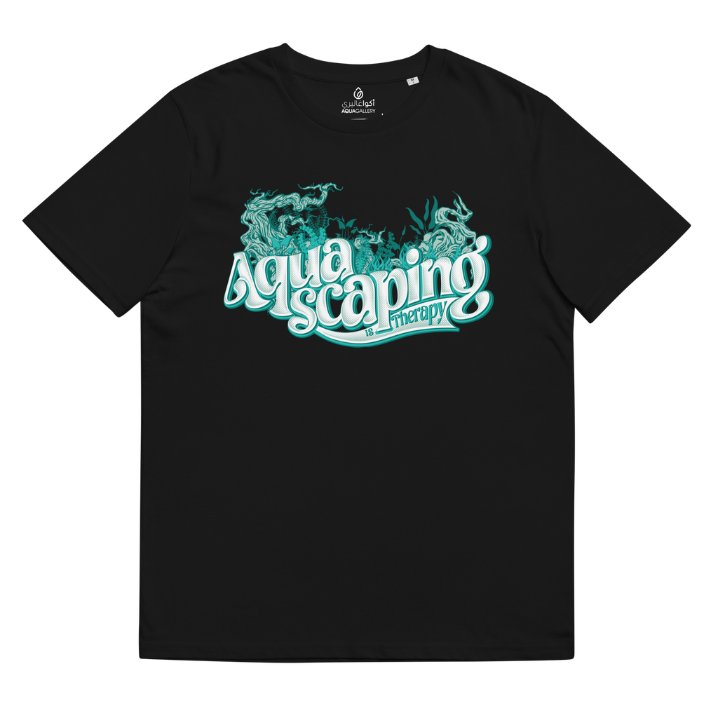 [1808986_11869] Aquascaping is Therapy - Organic Cotton T-shirt (POD) (S, Black)