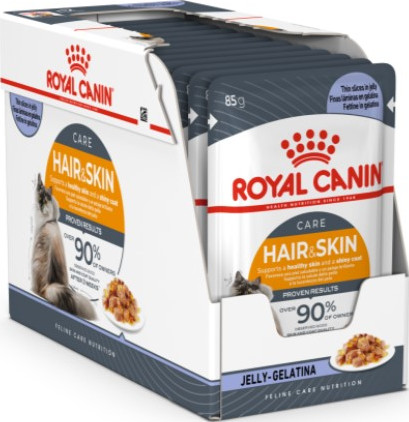 [RO310540] Feline Care Nutrition Hair & Skin Jelly (Wet Food - Pouches) 12 x 85 g